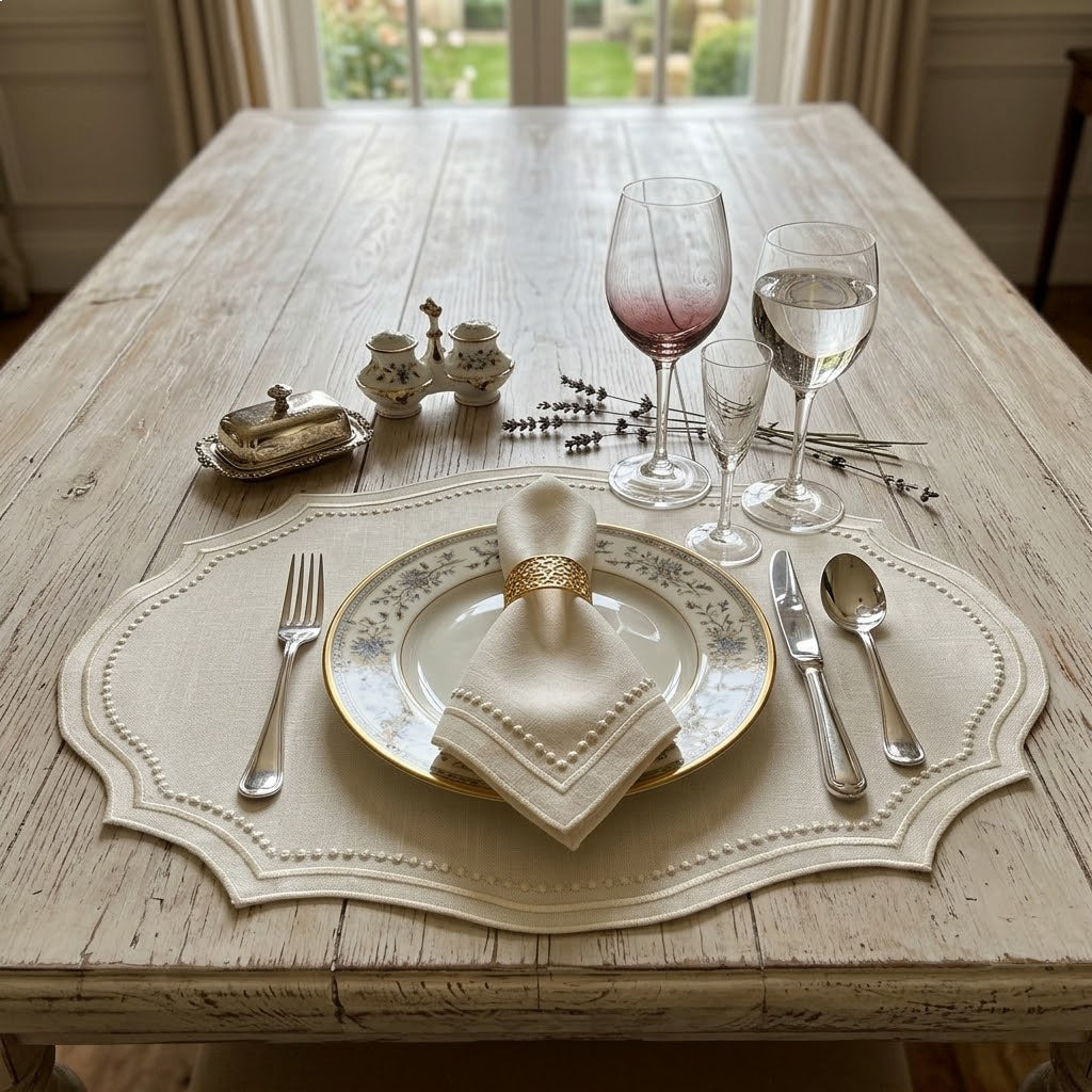 Vintage French Embroidered Placemat